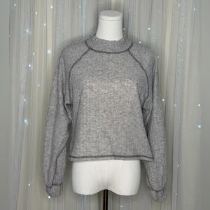 New Lush Heather Gray Sweater Mock Neck Cropped Sweater Top